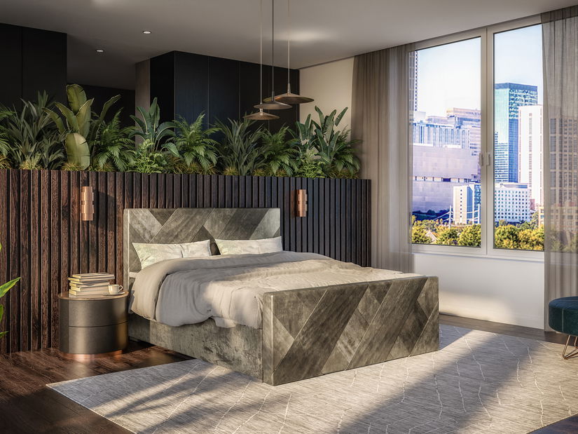 Jednostruki krevet boxspring 120 cm Galand (sivo-smeđa) (s madracem i prostorom za odlaganje)