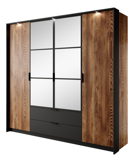 Šatníková skriňa Milty (dub baltic + čierna)