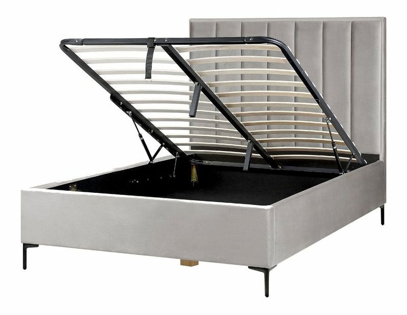 Pat matrimonial 140x200 cm Sanaza (gri deschis) (cu sp. depozitare)