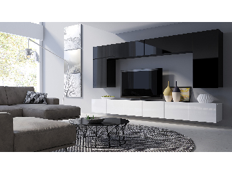 Mobilier living Calabria C13 (Negru + Alb) (fără iluminat)