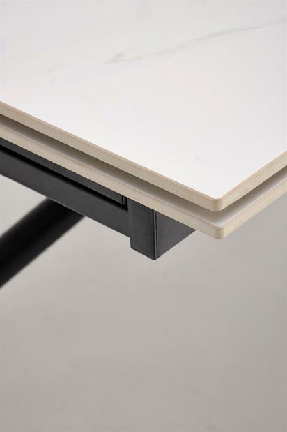 Rozkladací jedálenský stôl Victory (biely mramor + čierna) *výpredaj