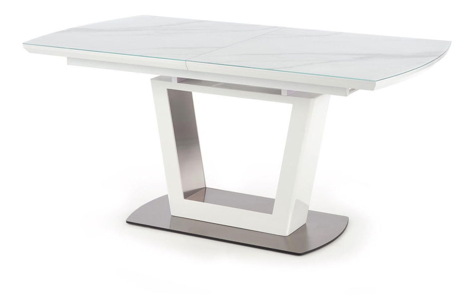 Rozkladací jedálenský stôl 160-200 cm Birgit (mramor biely) (pre 6 8 osôb)