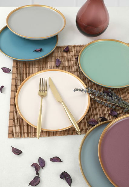 Set desertnih tanjura (6 kom.) Norde (plava + zelena + ružičasta + bijela + siva)