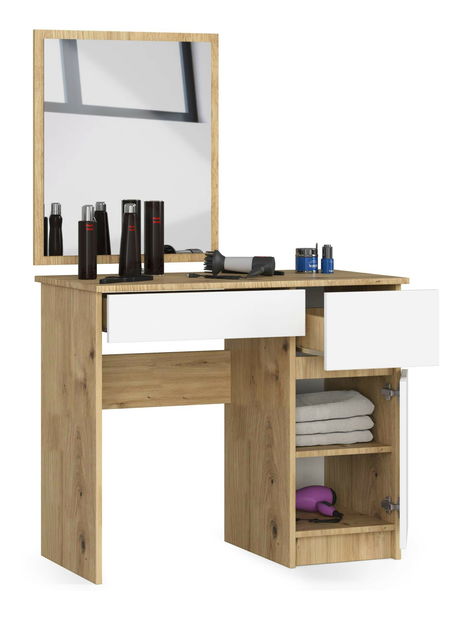 Toaletni stolić Pritha (hrast artisan + bijela)