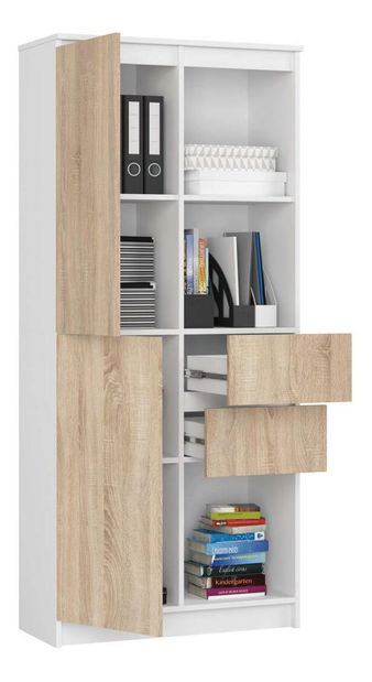 Regál Rizwan (fehér + szonoma tölgy)