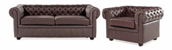 Set canapele CHICHESTER (piele) (maro) (pentru 4 persoane)