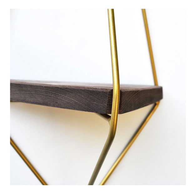 Dekoratívna nástenná polica Duvelo 9 (orech + zlatá) 