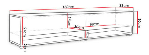 Dulap TV de perete Adenuk 140 MDF (Negru grafit + Negru) 