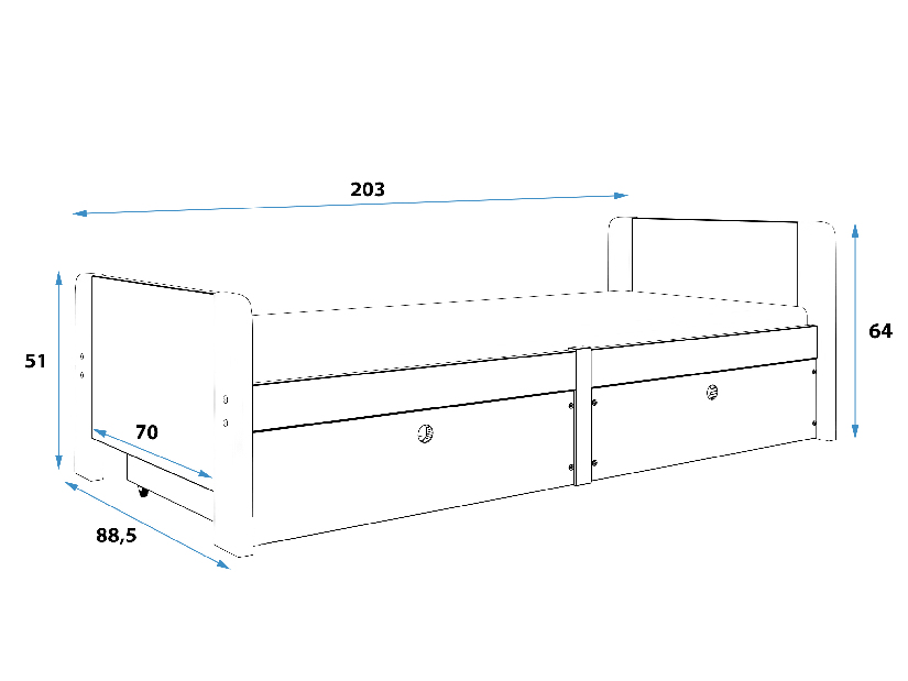 Pat de o persoană 80 cm Aria (alb)