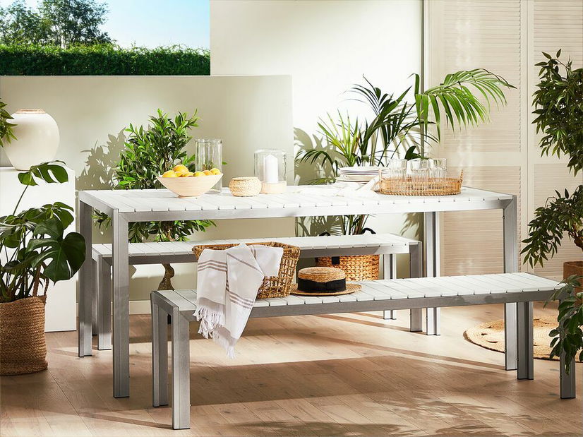 Záhradná jedálenská sada Nermo (biela)