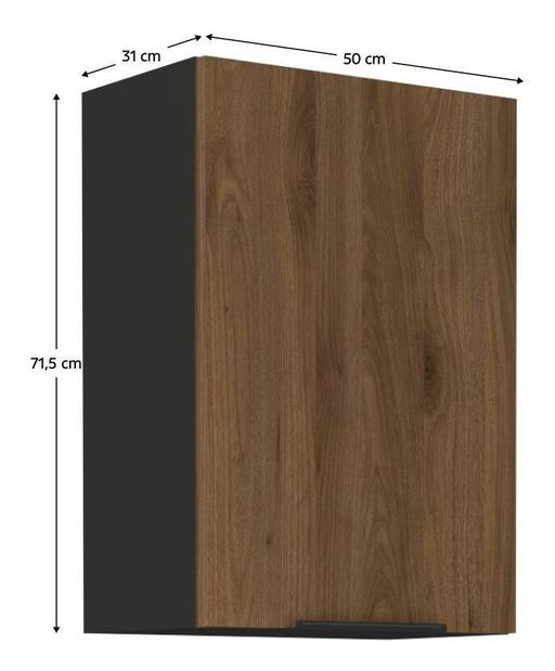 Dulap superior de bucătărie Monzesa 50 G 72 1F (nuc okapi + negru) 