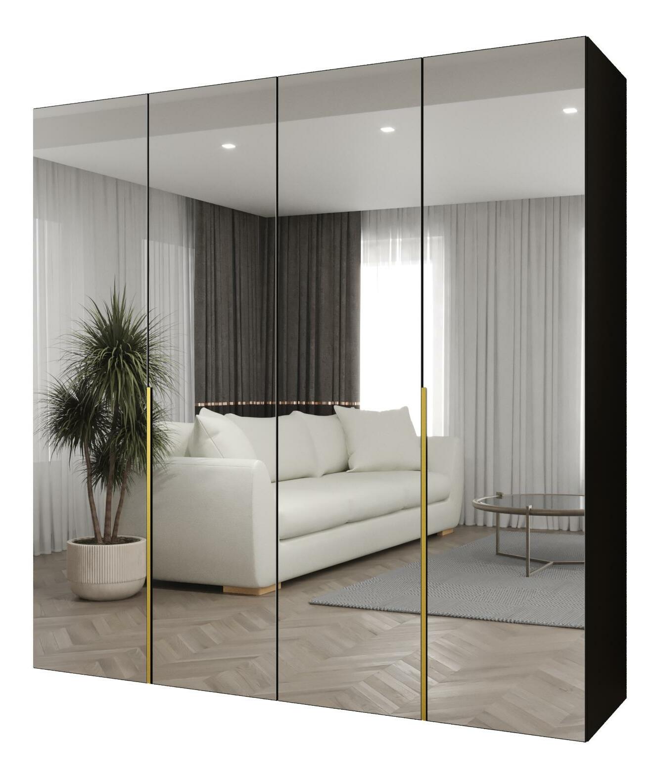 Dulap de haine 200 cm Alice 3 (Negru + Auriu)