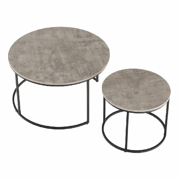 Set 2 măsuțe de cafea Ilak (beton + negru)