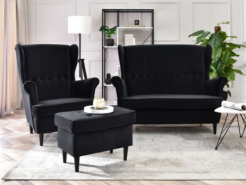 Pohovka dvojsedačka v tvare ušiak Muriera (čierna)