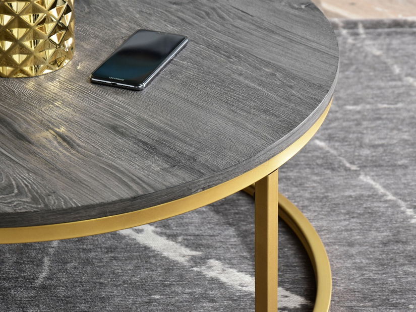 Stolić za kavu Kolja stolić Xl (hrast sivi + zlatna)