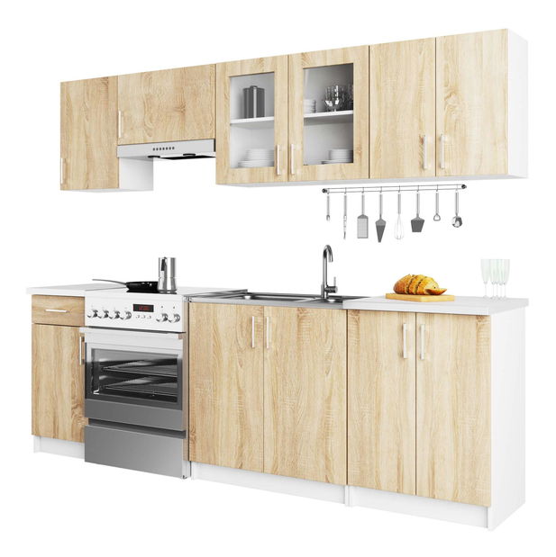 Kuchynská zostava 240 cm Lula TYP2 B (biela + dub sonoma)