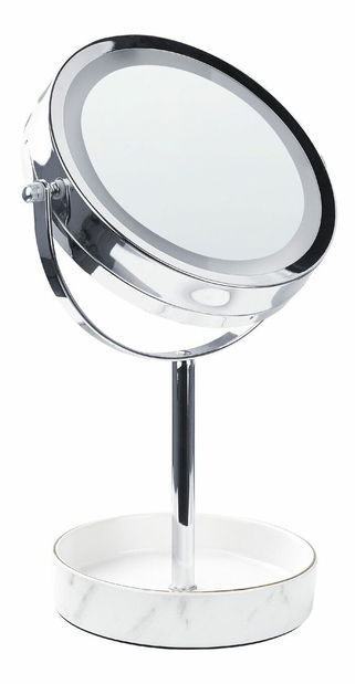 Oglindă cosmetică Shevaun (argintiu + alb) (cu iluminat LED)