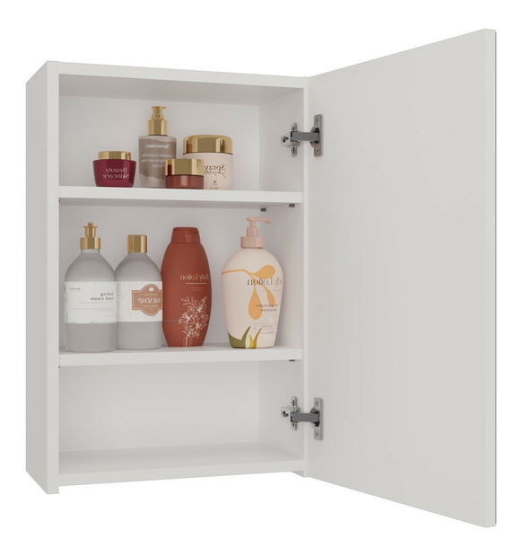 Závesná kúpelňová skrinka Perdieron 3 (biela) (so zrkadlom)