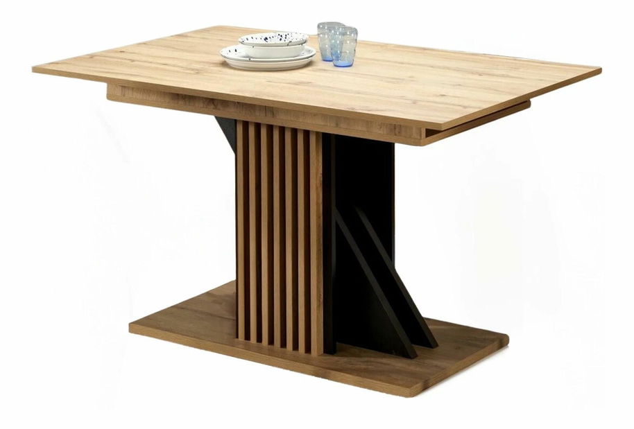 Jedálenský stôl Fabiano (dub wotan + čierna) (pre 4 až 6 osôb)