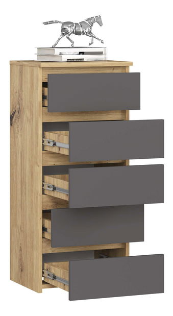 Komoda Cipriano III (dub artisan + sivá)