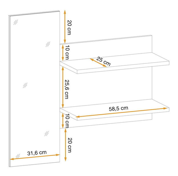 Fali panel tükörrel Padre (hikora jackson)