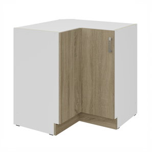 Dulap inferior de bucătărie, de colț Sylrona 89 x 89 DN 1F BB (alb + stejar sonoma)