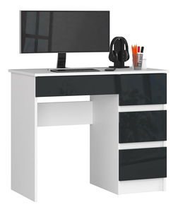 Masă PC Benicio II (Alb + grafit lucios) (D)