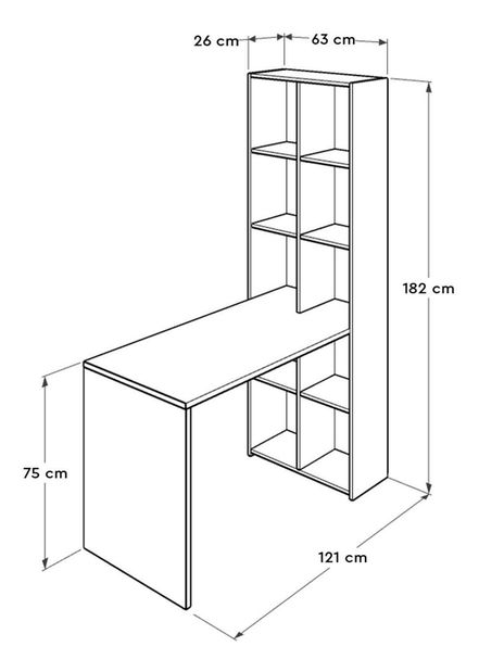 Masă PC cu raft Contempora (alb)