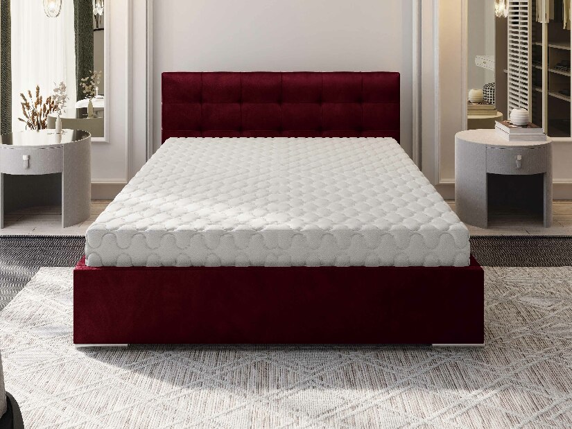 Bračni krevet 140 cm Hermila (bordo) (s podnicom i prostorom za odlaganje)
