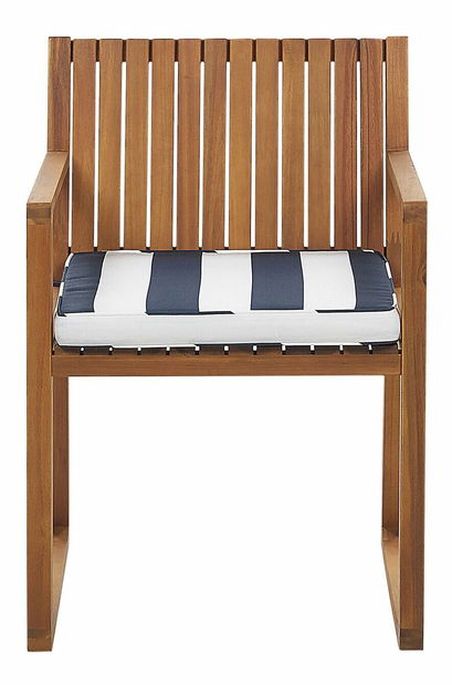 Scaun de grădină SASAN (maro deschis) (pernă cu dungi albastre)