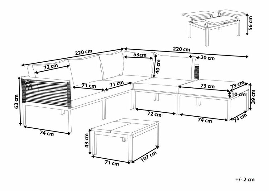Set mobilier de grădină Fora (gri deschis) (pentru 2 persoane)