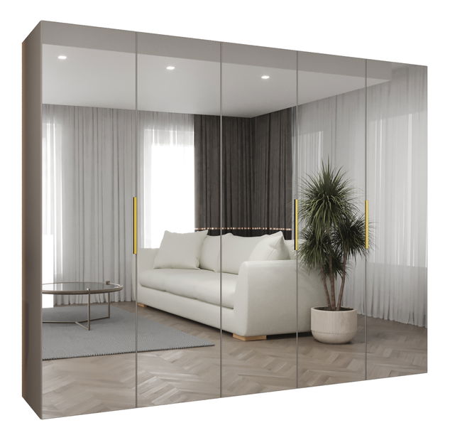 Ormar za garderobu 250 cm Mirabella 3 (kašmir + zlatna)