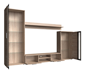 Mobilier living Orenia (stejar sonoma + Negru) (fără iluminat)