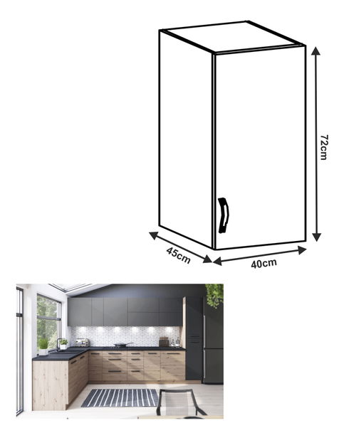Dulap superior de bucătărie G40G Langari (stejar artisan + gri mat) (D) 
