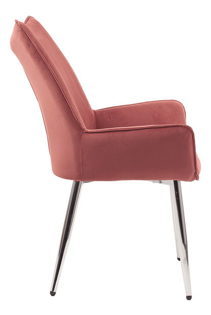 Jedálenské kreslo Chromit (ružová + chróm)