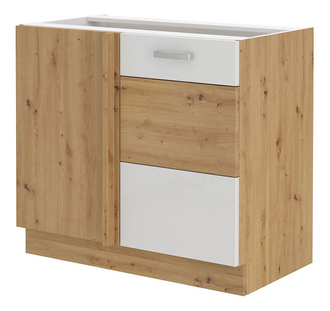 Alsó konyhaszekrény Arryn 105 DN 1F BB (artisantölgy + fehér fényes)