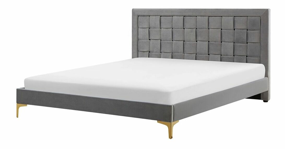 Pat matrimonial 180 cm LIMO (polyester) (gri) (cu somieră)