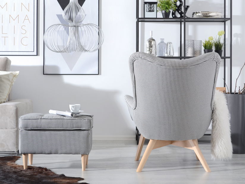 Taburetka Muriera (čiernobiela + buk)