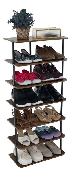 Regál Explotarla (tmavé drevo + čierna) 