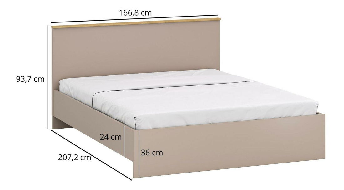 Pat matrimonial 160 cm Indices (taupe + stejar pietros) 