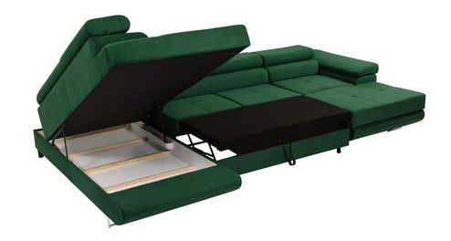 Kutna garnitura U Terazuro Bis S (zelena) (s prostorom za odlaganje) (L)