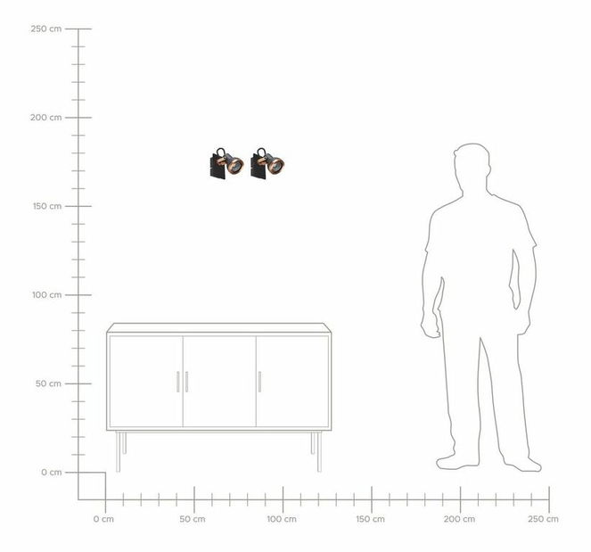 Set 2 buc iluminat de perete Braulio (negru)