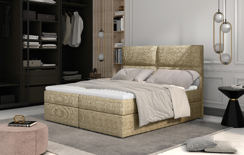 Franciaágy Boxspring 165 cm Alyce (bézs) (matracokkal)