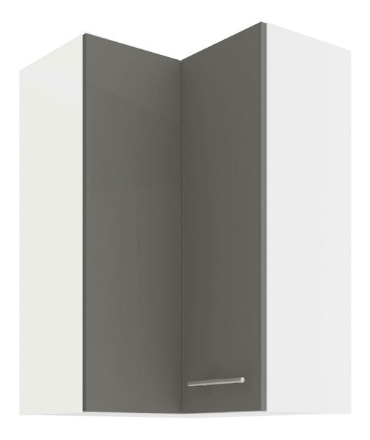 Horná rohová kuchynská skrinka Lavera 60x60 GN-90 2F (90°) (korpus: biela + front: lesk sivý)