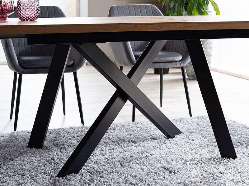 Blagovaonski stol na razvlačenje 160-220 cm Carlos (hrast + crna) (za 8 i više osoba)