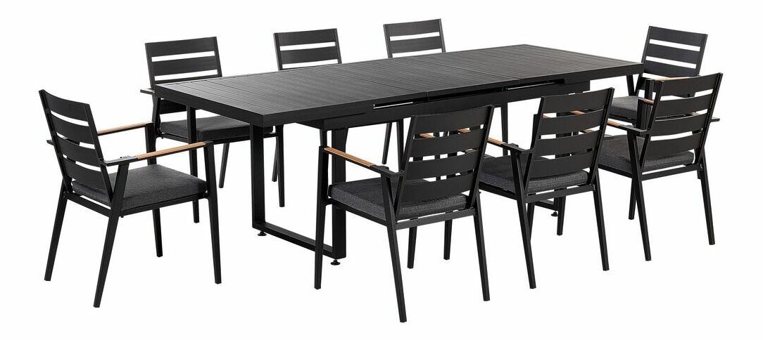 Set mobilier de grădină Valerian/Tavia (Negru + gri + maro) 
