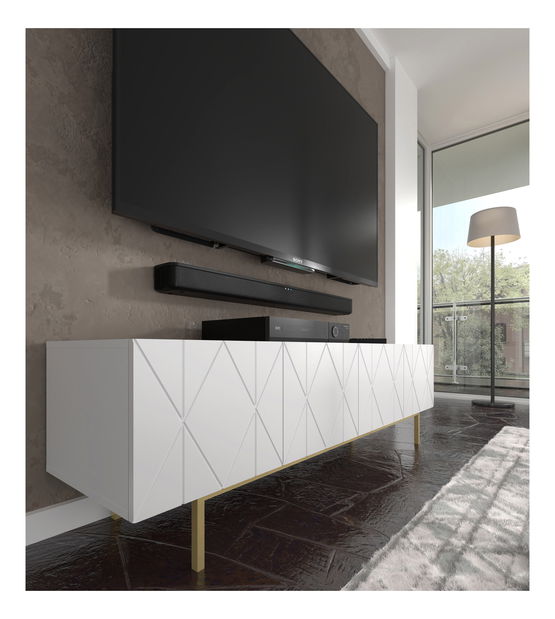 TV stolić/ormarić Koira (bijela mat + zlatna)