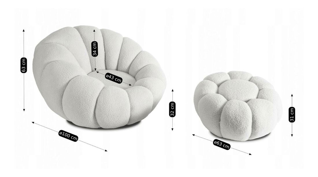 Fotelja Pague (krem) (s tabureom)