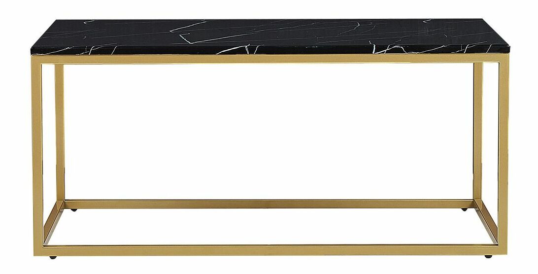 Konferenčný stolík DELAND (MDF) (čierna + zlatá s mramorovým efektom)