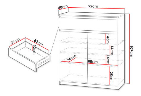 Komoda 2D1S Semplo SM 02 (siva) 